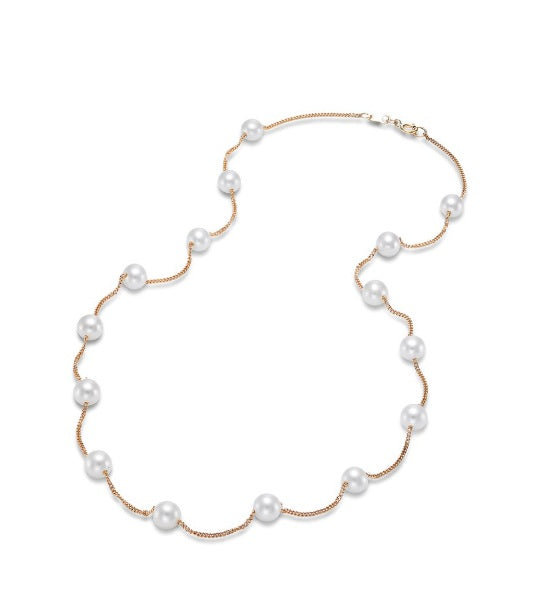 Yellow Gold Freshwater Pearl Tin Cup Necklace