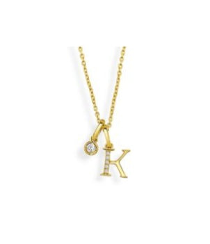 Yellow Gold Diamond Initial K Pendant