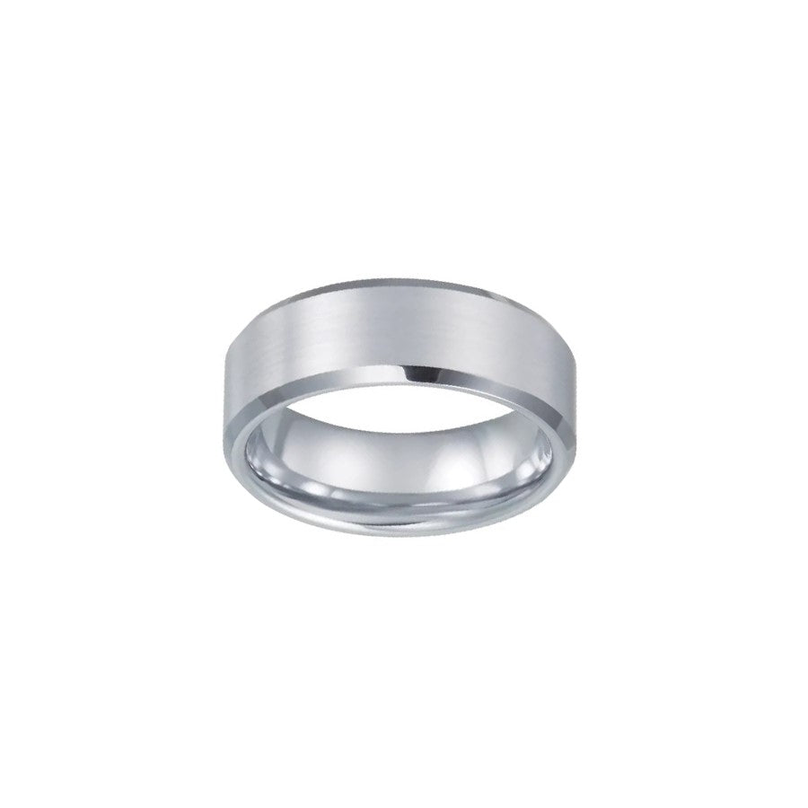 White Tungsten 8mm Band Ring