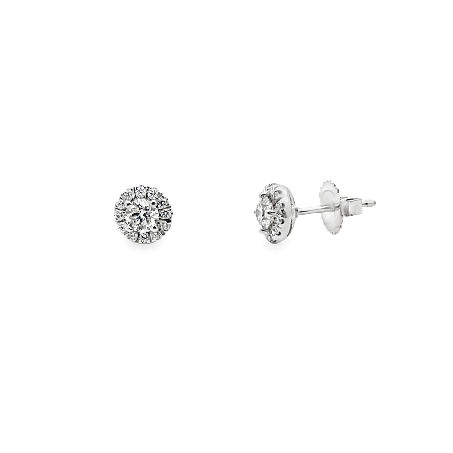 Round Diamond Halo Stud Earrings