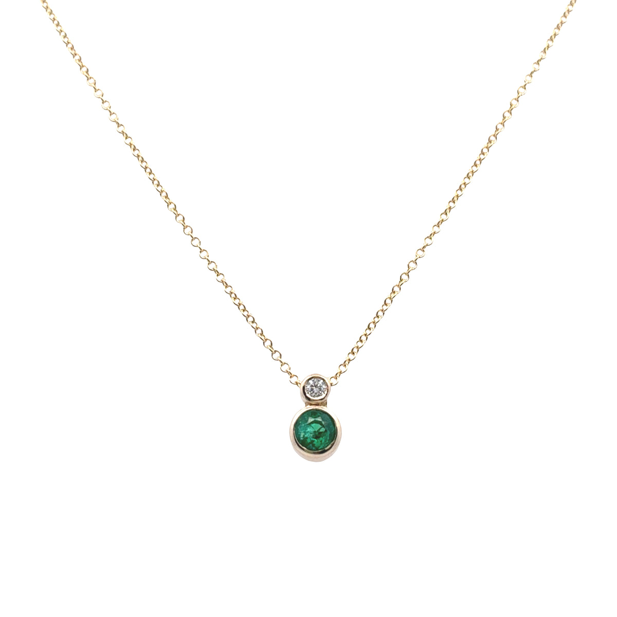 Yellow Gold Emerald and Diamond Pendant