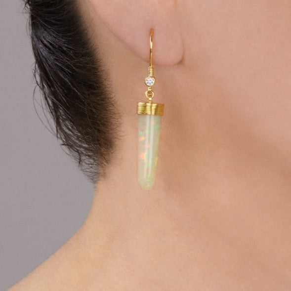 Gurhan Crown Gold Opal & Diamond Drop Earrings