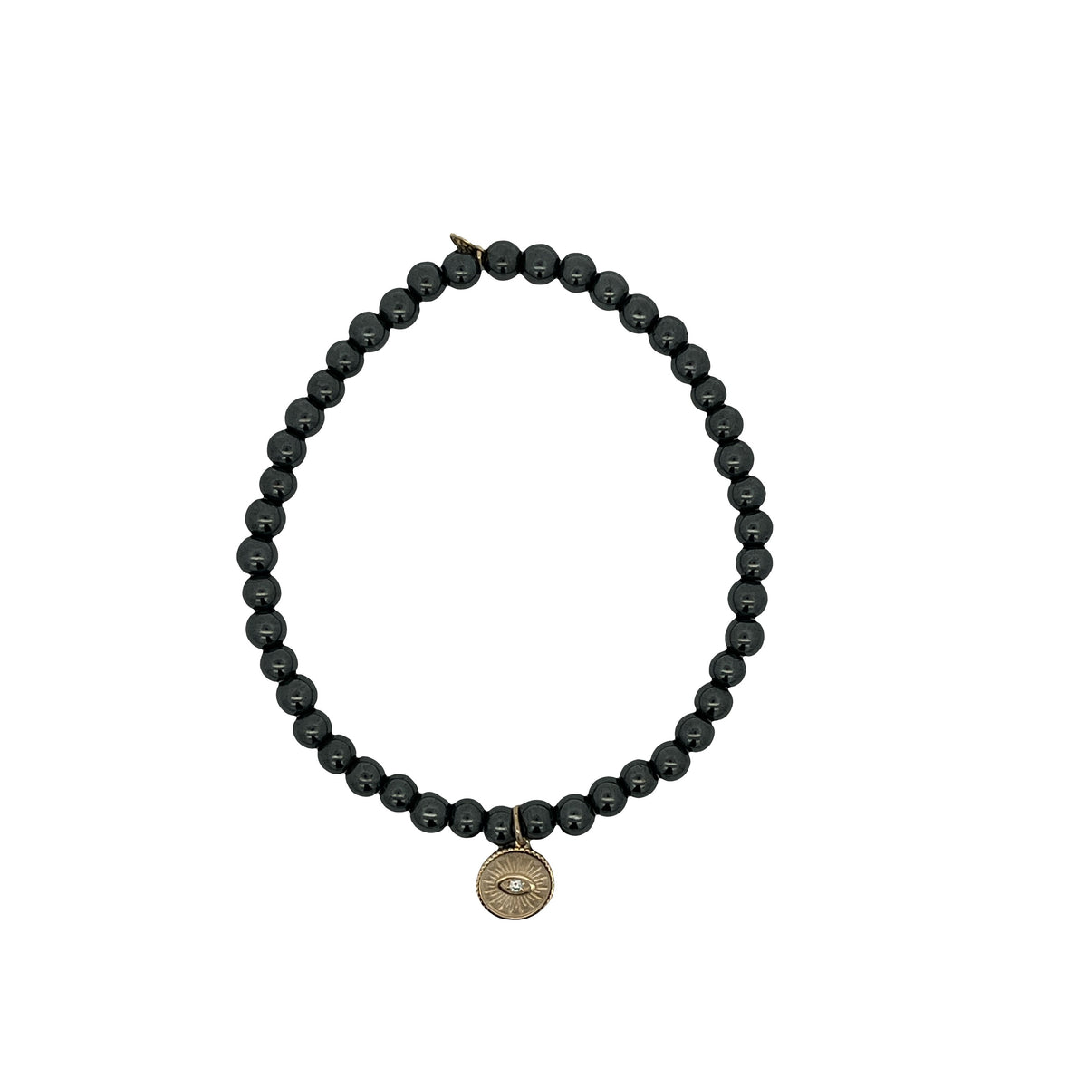 Sydney Evan Hematite and Diamond Stretch Bracelet