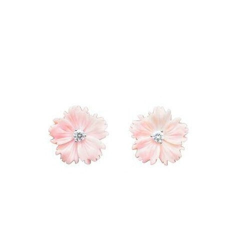 Paul Morelli Conch and Diamond Flower Stud Earrings