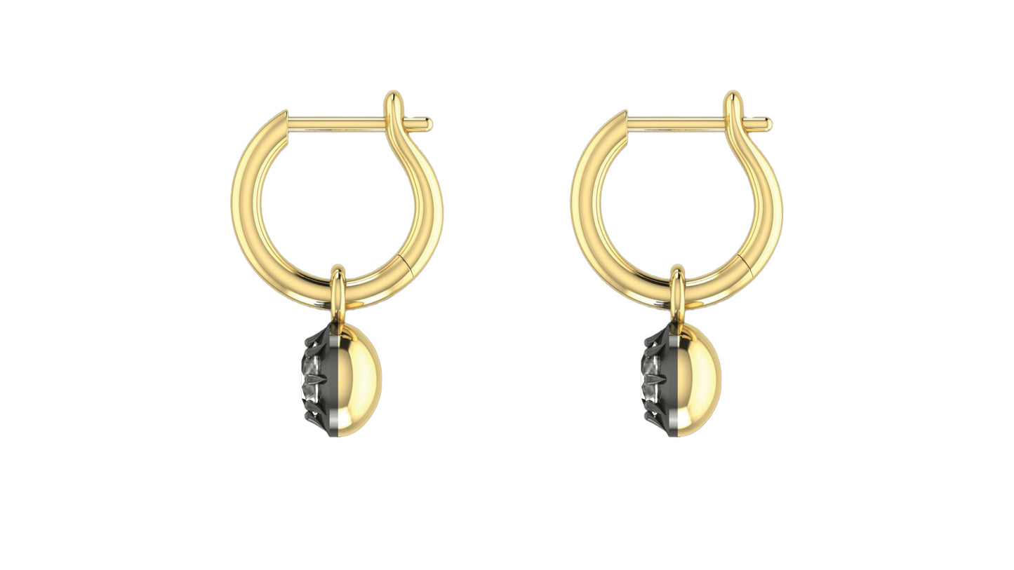 Blackened Gold Diamond Drop Earrings