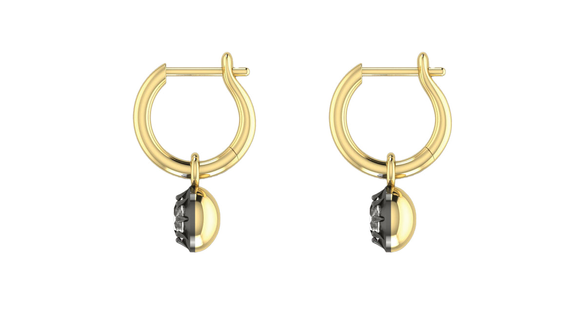 Blackened Gold Diamond Drop Earrings