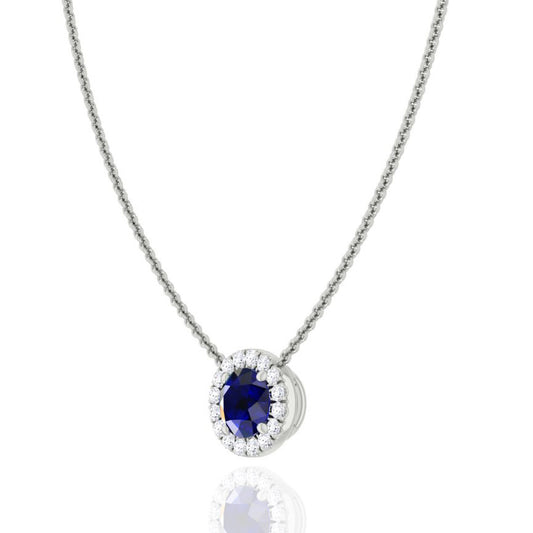 Sapphire & Diamond Halo Pendant