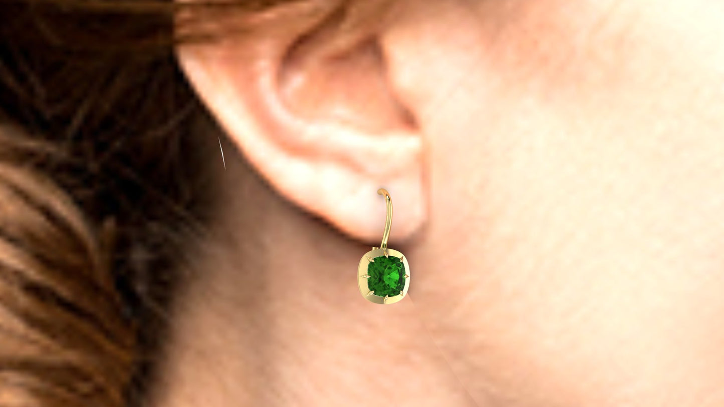 Cushion Cut Green Tourmaline Earrings