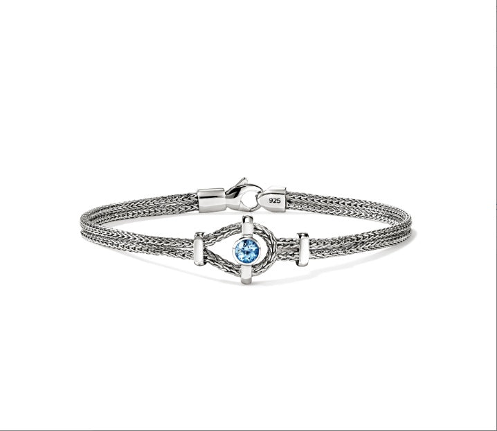 John Hardy Icon Silver Swiss Blue Topaz Bracelet
