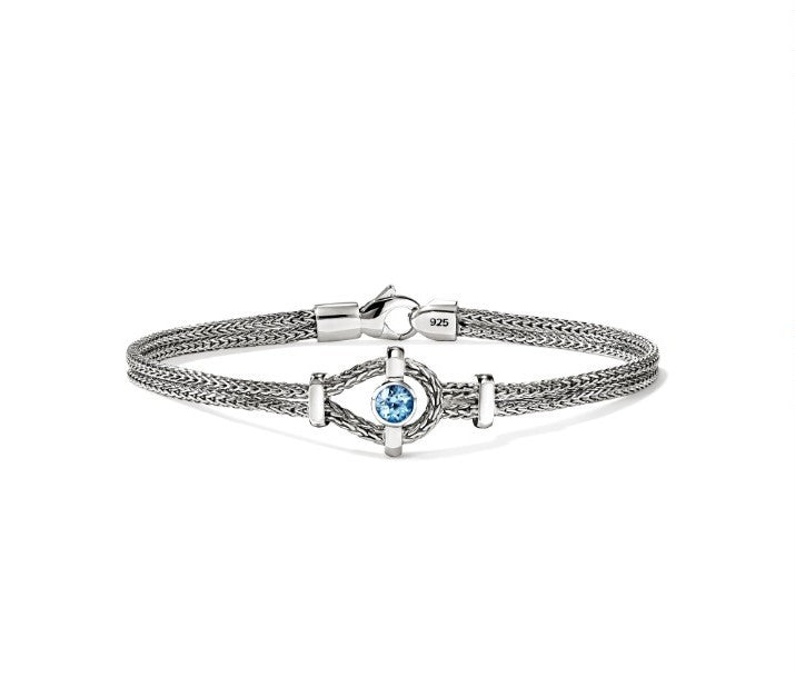 John Hardy Icon Silver Swiss Blue Topaz Bracelet