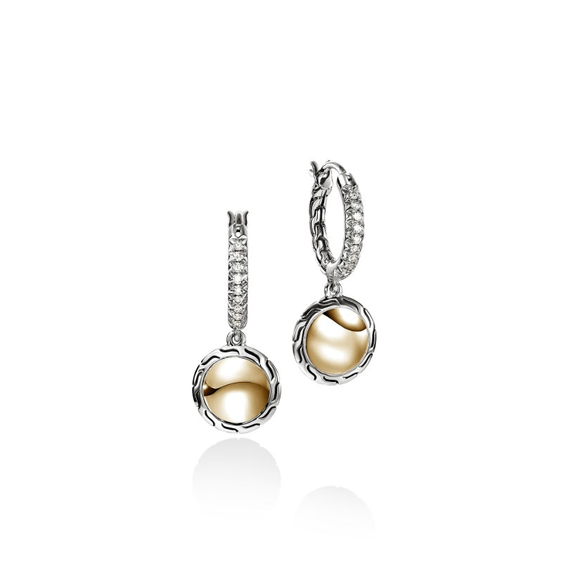 John Hardy Gold and Sterling Silver Drop Earrings