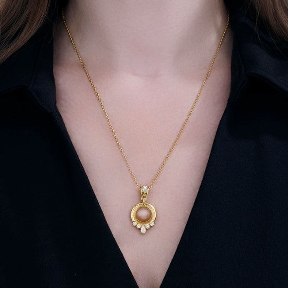 Gurhan Muse Gold Moonstone and Diamond Pendant