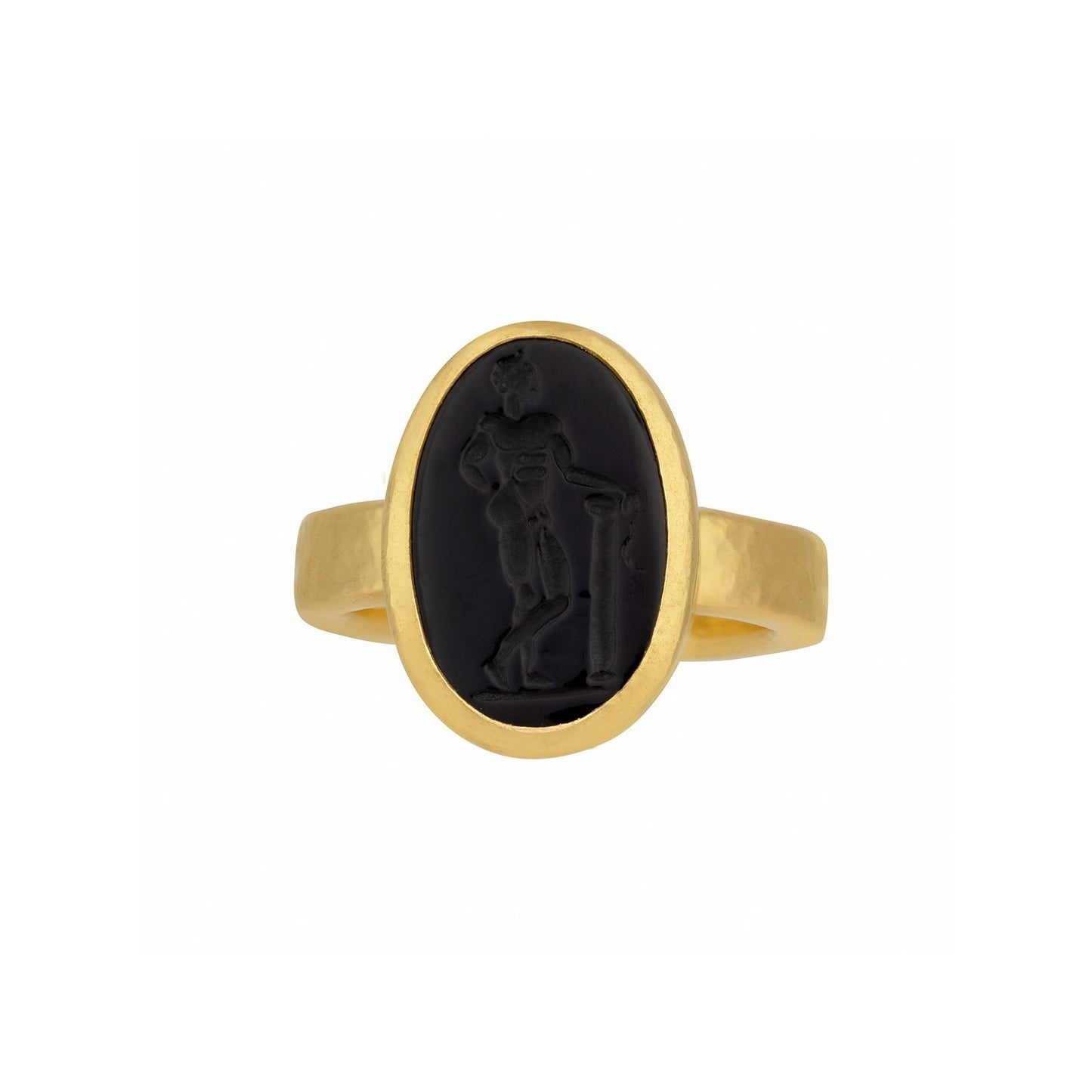 Gurhan Antiquities Oval Black Onyx Intaglio Ring