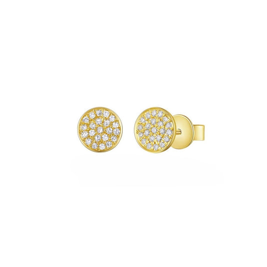 Diamond Disc Stud Earrings