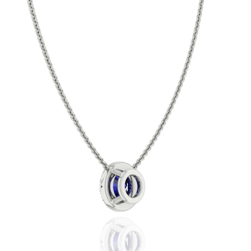 Sapphire & Diamond Halo Pendant
