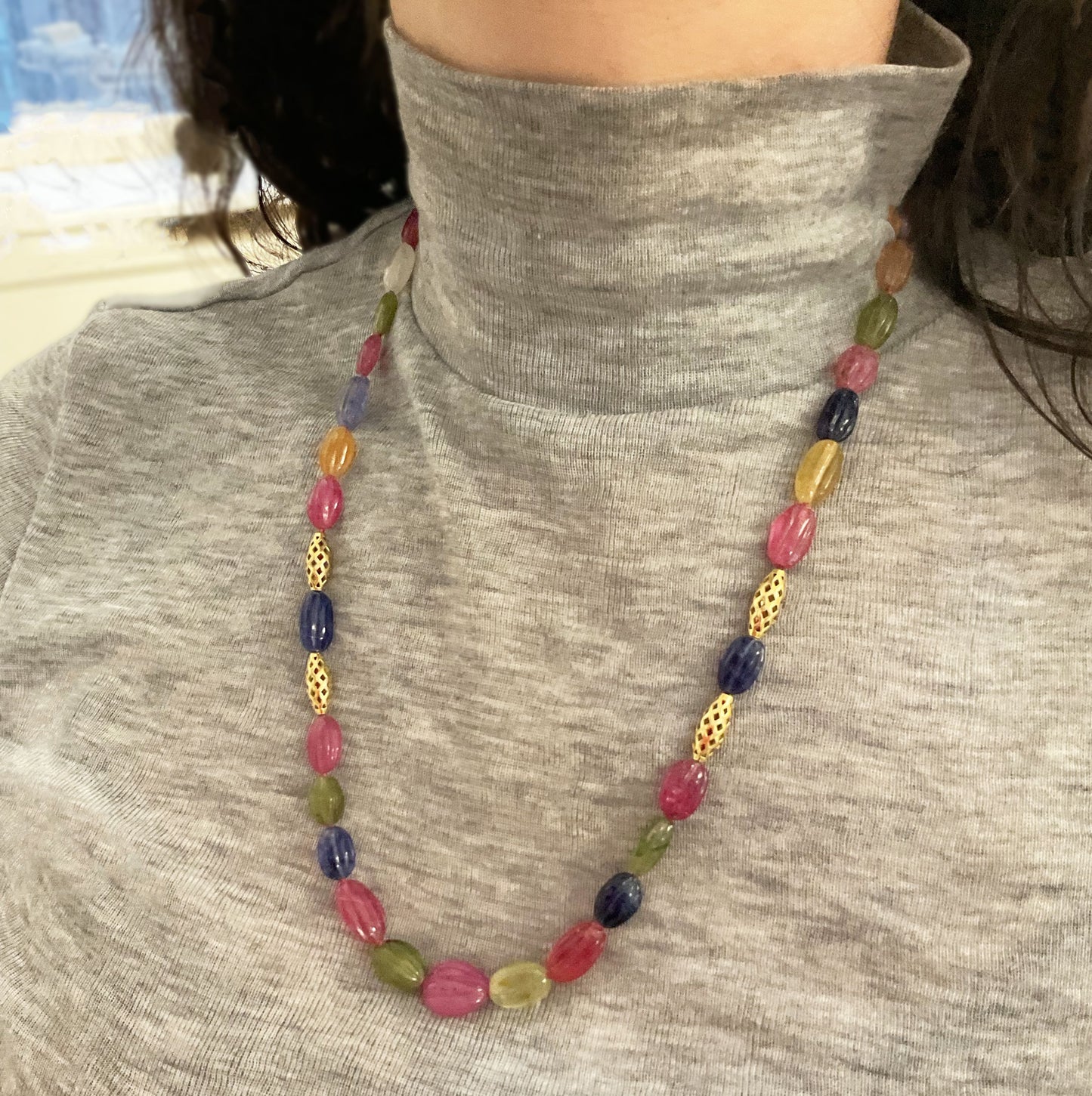 Ray Griffiths Multi Colored Sapphire & Crownwork® Bead Necklace