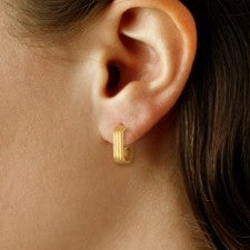 Yellow Gold Rectangle Hoop Earrings