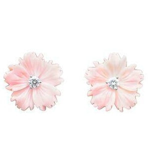 Paul Morelli Conch and Diamond Flower Stud Earrings