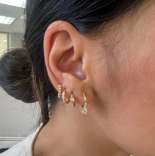 Bezel Diamond Hoop Earrings