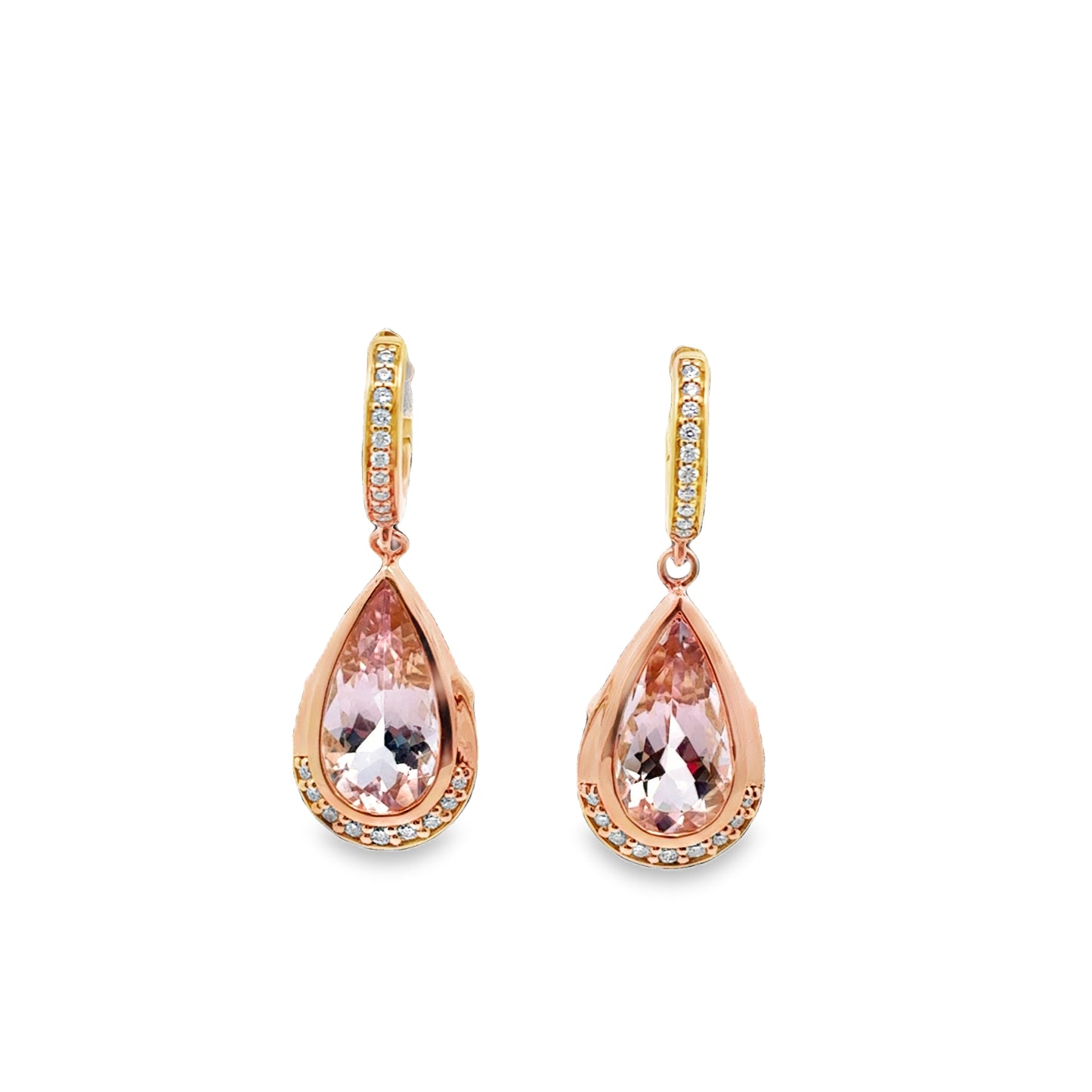 Chris Correia Yellow Gold Morganite and Diamond Drop Earrings