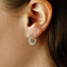 Sterling Silver Ribbed Hoop Earrings
