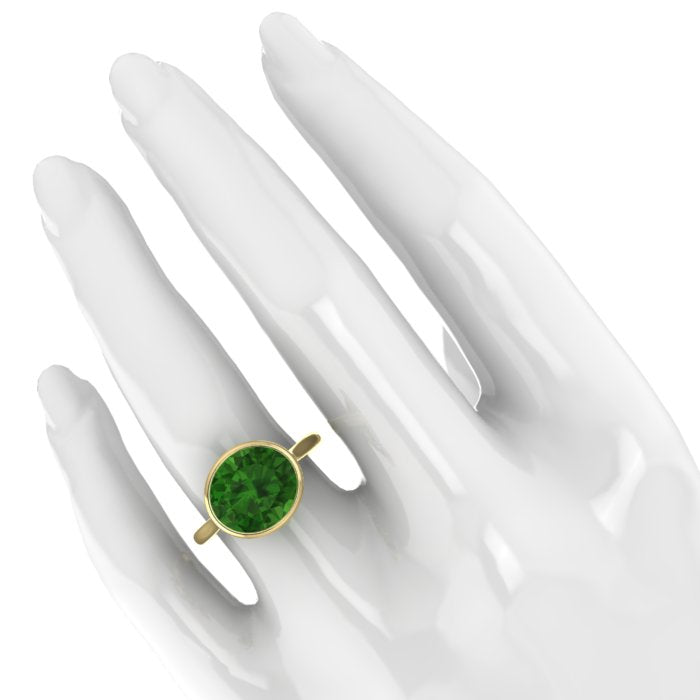 Yellow Gold Green Tourmaline Ring