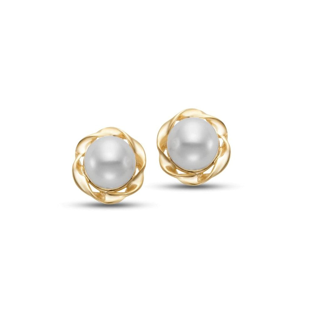 Yellow Gold Freshwater Pearl Stud Earrings