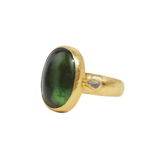 Gurhan Rune Gold Green Tourmaline and Diamonds Ring
