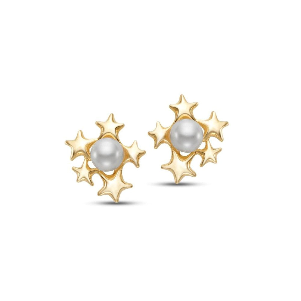 Yellow Gold Freshwater Pearl Stud Earrings