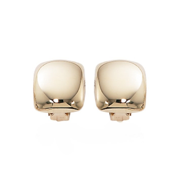 Yellow Gold Square Clip Earrings