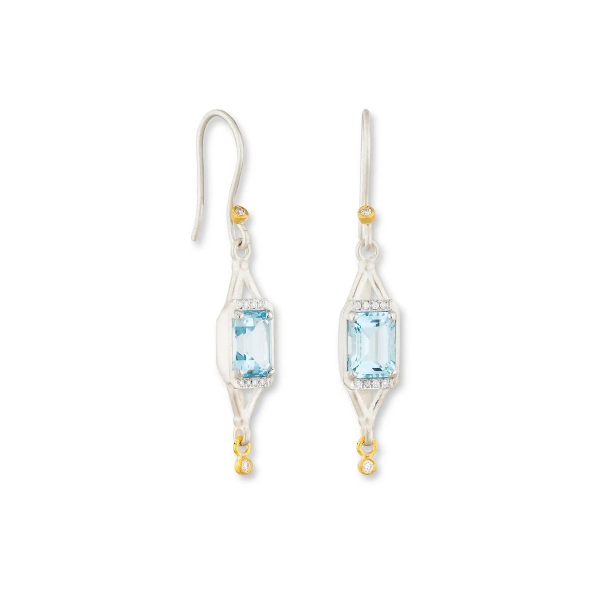 Lika Behar Lantern Blue Topaz and Diamond Earrings