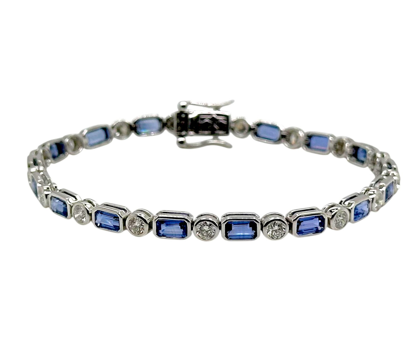 White Gold Blue Sapphire and Diamond Bracelet