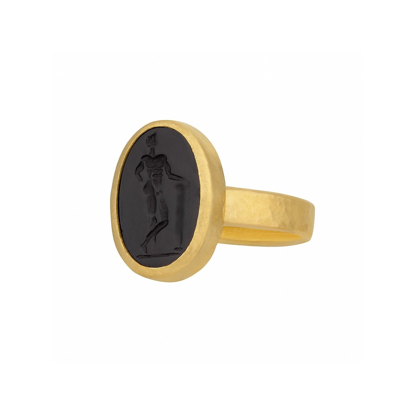 Gurhan Antiquities Oval Black Onyx Intaglio Ring