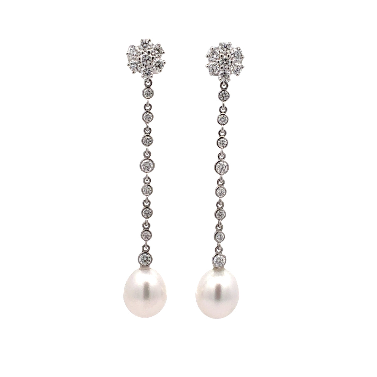 Pearl and Diamond Drop Earrings
