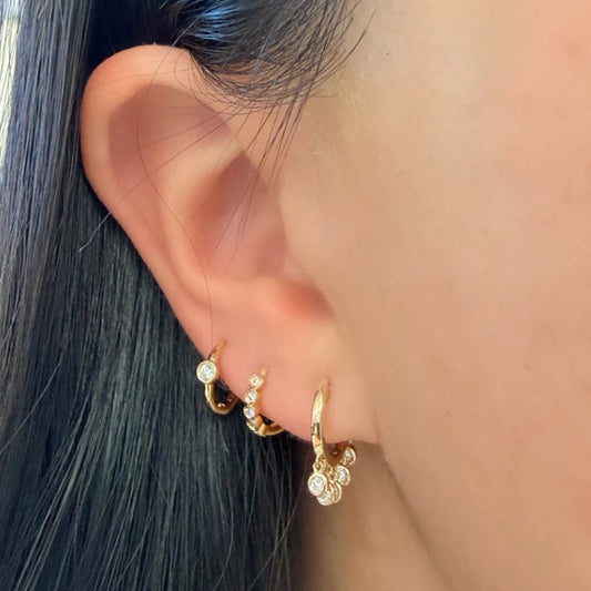 Bezel Diamond Hoop Earrings