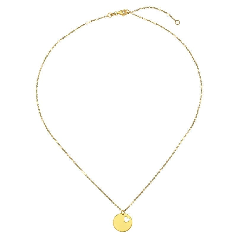 Yellow Gold Heart Disc Pendant