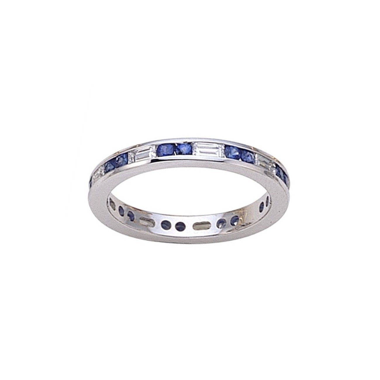 Blue Sapphire and Diamond Eternity Band