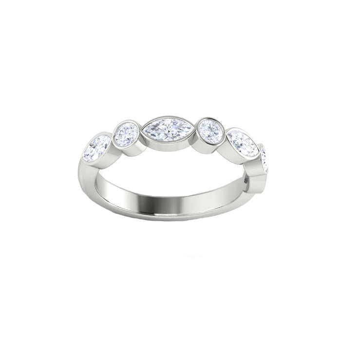 Round and Marquise Diamond Bezel Band