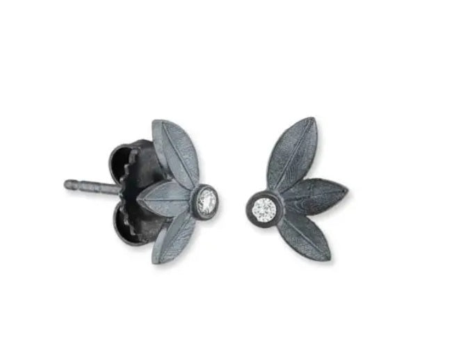 Lika Behar Ollie Oxidized and Diamond Stud Earrings