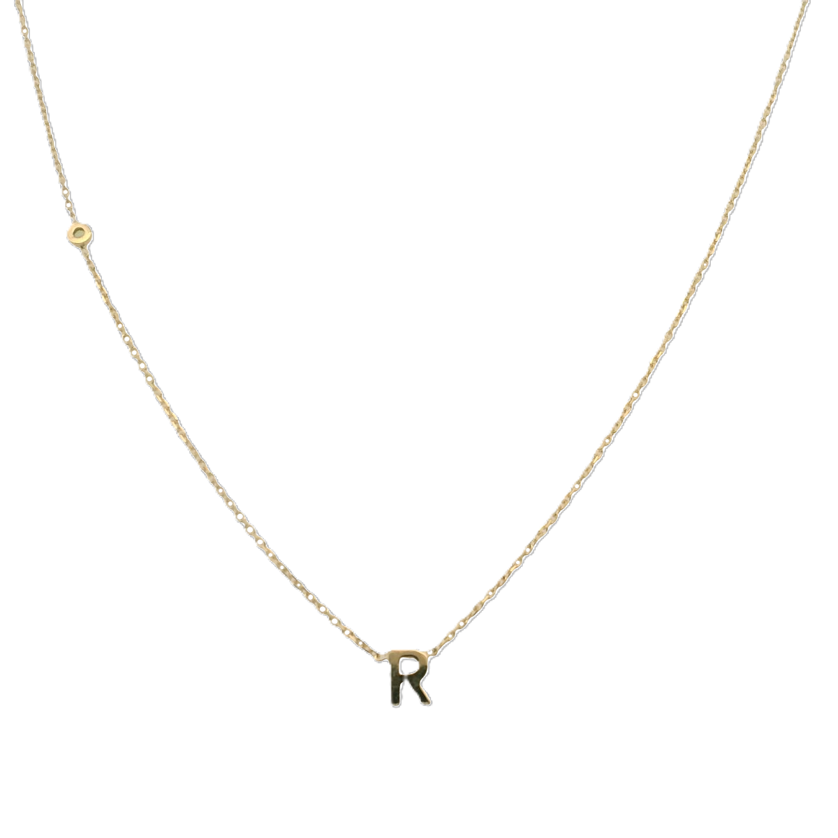 Initial "R" and Peridot Pendant Necklace