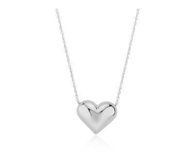 Sterling Silver Puffed Heart Pendant Necklace