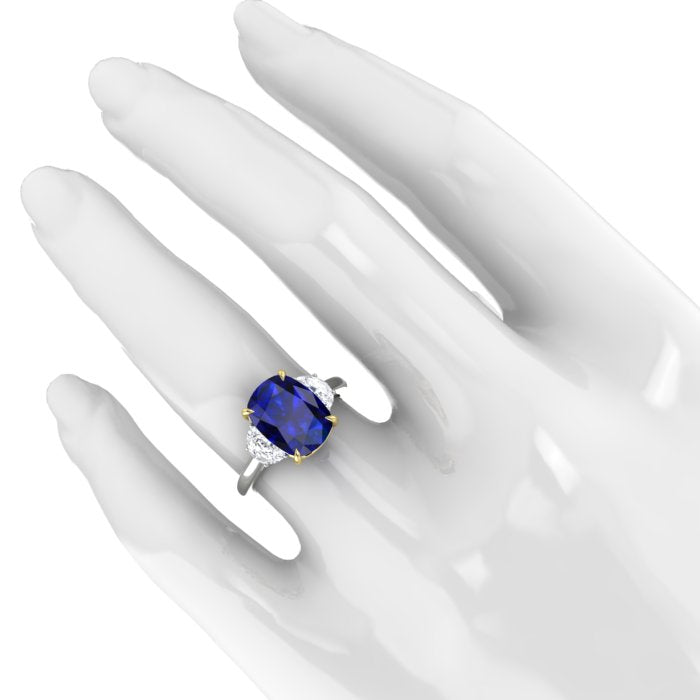 Blue Sapphire and Diamond Ring