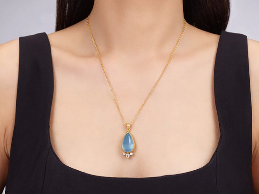 Gurhan Rune Aquamarine and Diamond Pendant