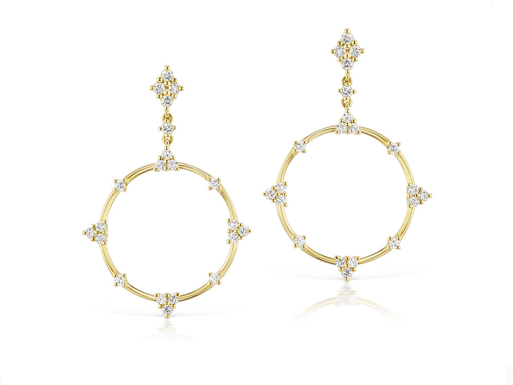 Suna Circle Drop Diamond Earrings