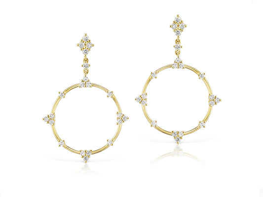 Suna Circle Drop Diamond Earrings