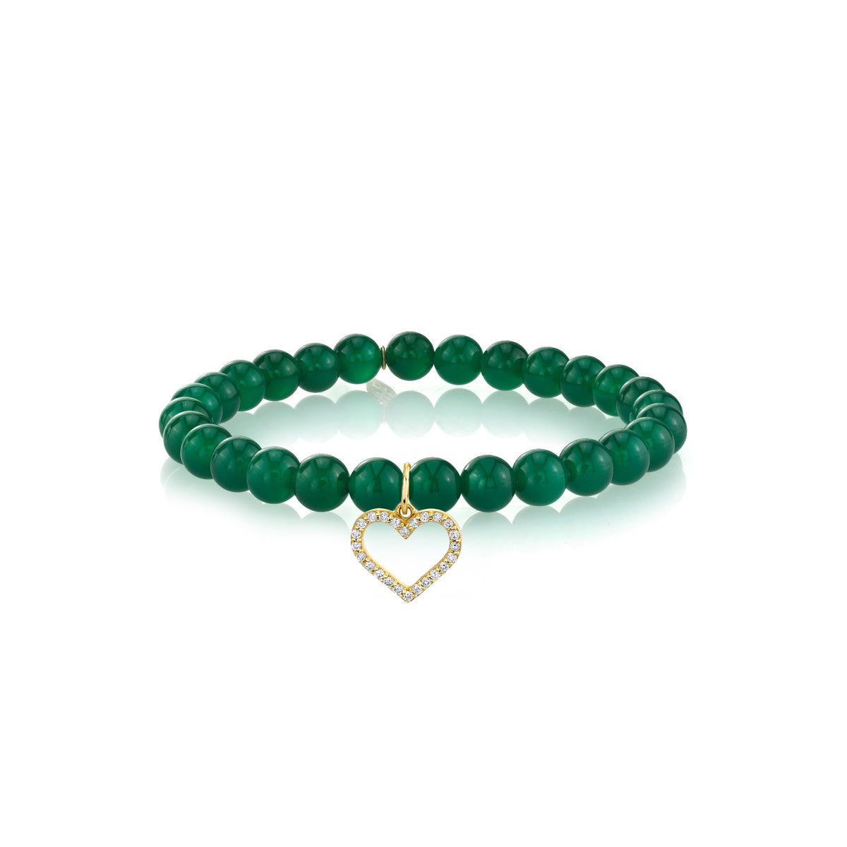 Sydney Evan Green Onyx and Diamond Stretch Bracelet