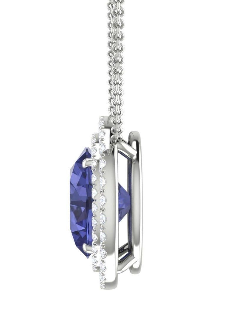 Tanzanite & Diamond Halo Pendant