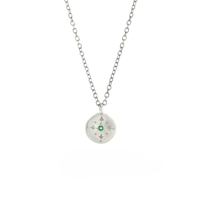 Adel Chefridi Round New Moon Charm Emerald Pendant