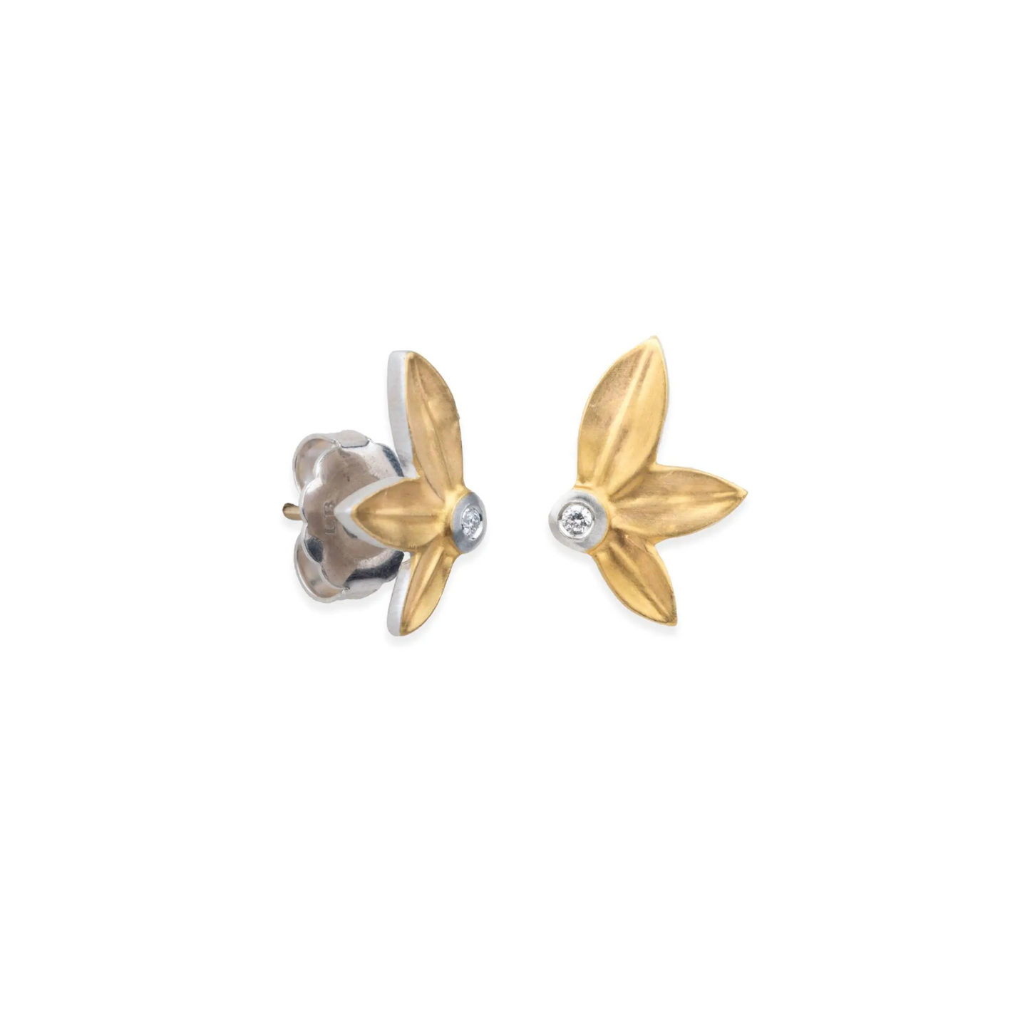 Lika Behar Ollie Gold and Silver Diamond Stud Earrings