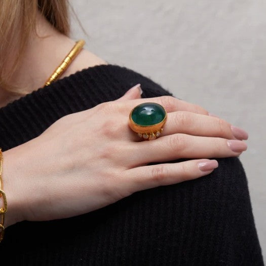 Gurhan Rune Gold Emerald Ring